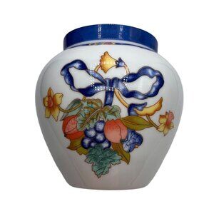 Bernardaud Limoges "Borghese" Porcelain Vase Hand-Painted Floral & Fruit Design